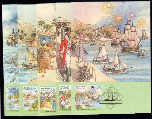 1987 First Fleet - Rio de Janiero - Complete Set of 5 Maxi Cards - Bild 2 von 2