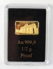 Fidżi / Fidżi, złota moneta 5 dolarów, 2019, Brama Brandenburska, P.P. (E2857)