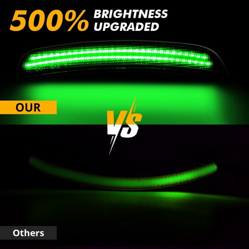 Dynamic Green LED Side Marker Lights For Dodge Charger 2015-23 Front Rear Bumper - Picture 6 of 12