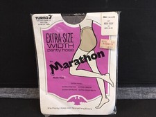 1970's Marathon Panty Hose Nylons 1X 38-45" Hips New Grey Extra-Size Width