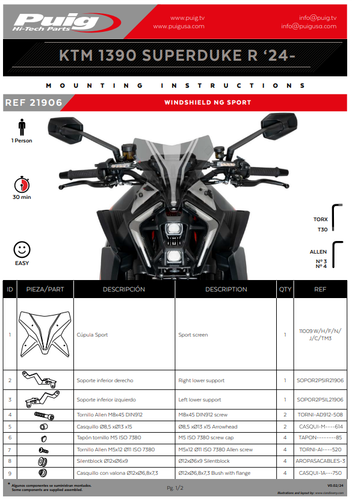 Pantalla Puig Sport Transparente Para KTM 1390 Super Duke R Inc. Evo 2024 - 2025 - Imagen 7 de 9