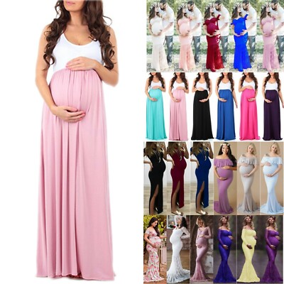 Womens Maternity Long Maxi Dress Party 