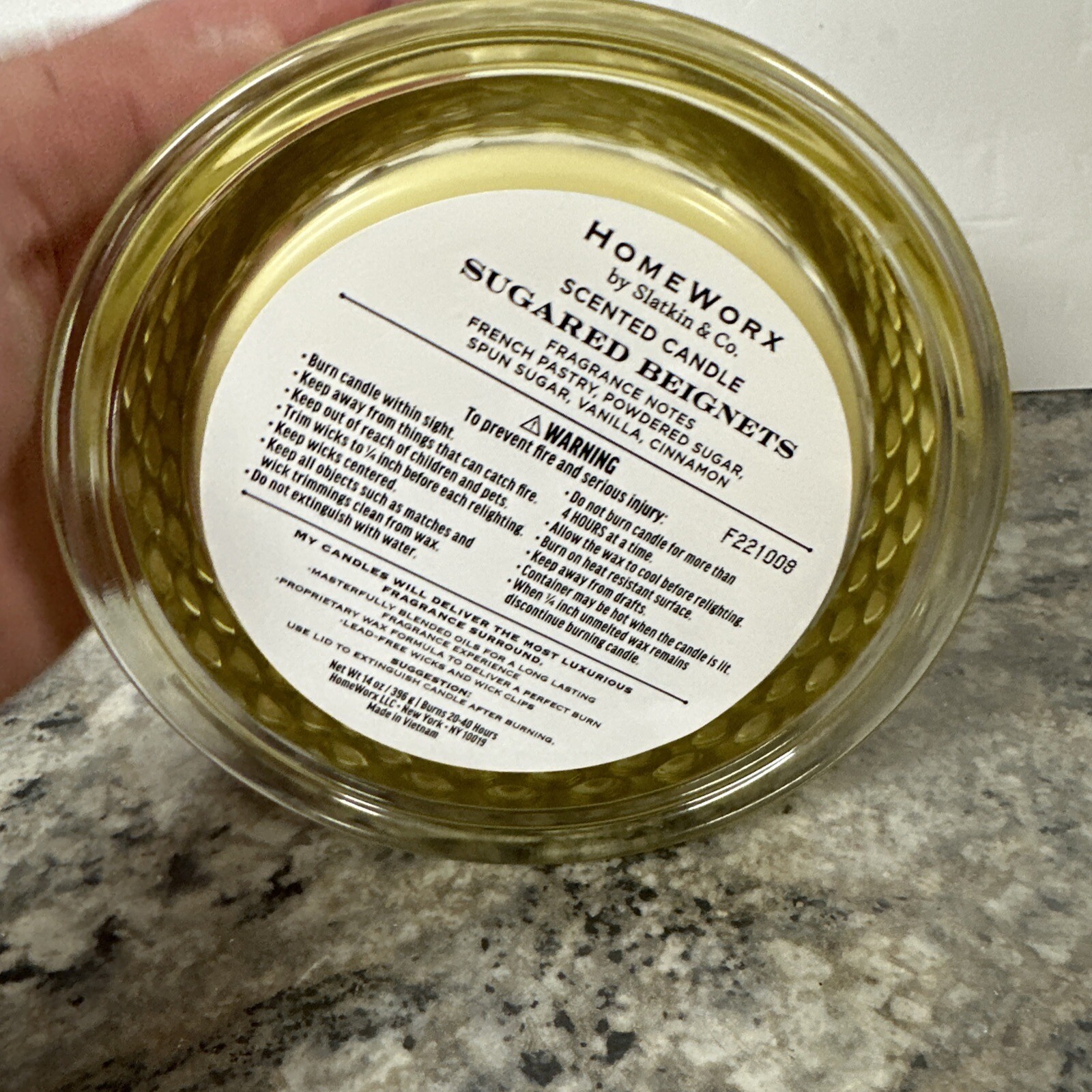 HomeWorx Sugared 14oz 3wick Candle Rare Yellow Hobnail Bubble