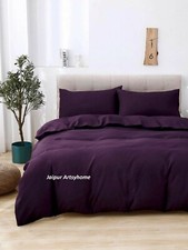 Linen Duvet Cover in Dark Purple color, Stonewashed Linen Bedding cover Set