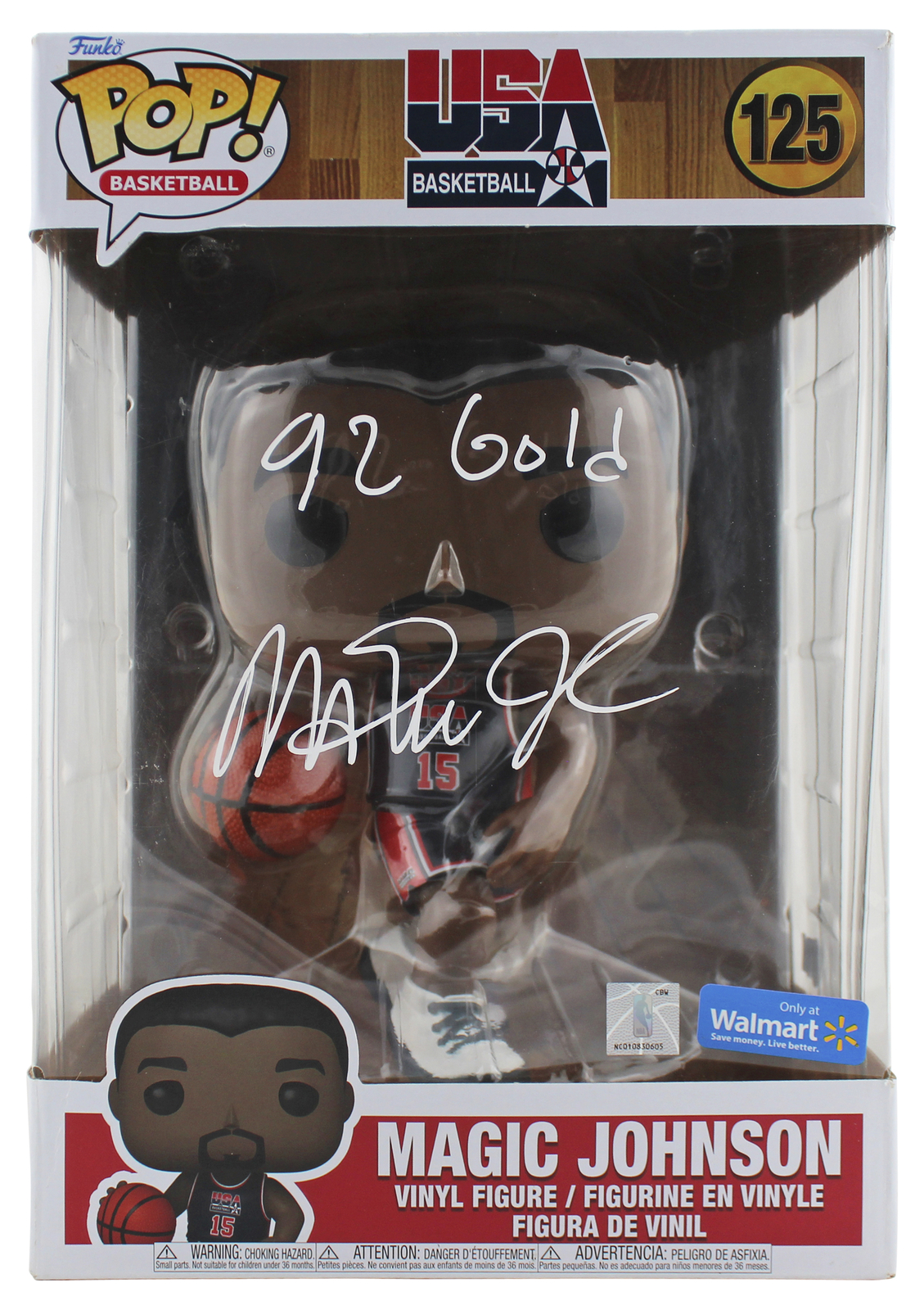 Magic Johnson Autographed Signed "92 Gold" 10" Usa Basketball #125 Funko Pop Figure Beckett 