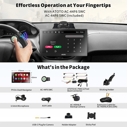ATOTO P9 Android 7" Apple CarPlay Android Auto Bluetooth Coche Estéreo ChatGPT + Cámara - Imagen 9 de 9