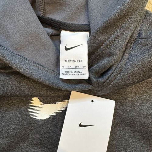 Nike Kids Therma-FIT Training Hoodie Swoosh Logo Athletic Sweatshirt XS Gray - Picture 2 of 6