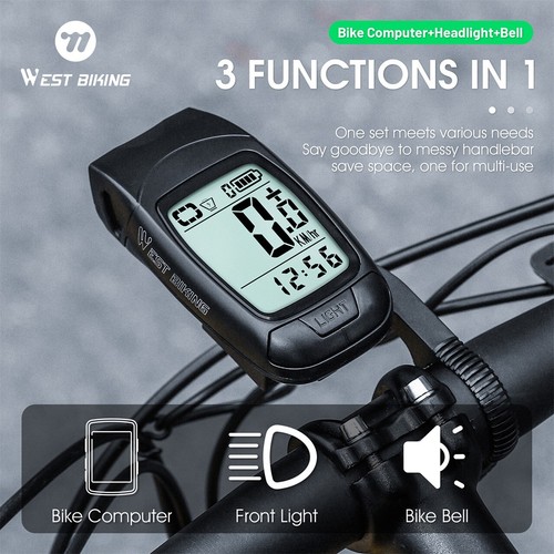 WEST BIKING Bike Computer USB Charging Wireless Waterproof 3 In 1 Headlight Horn - Picture 12 of 15