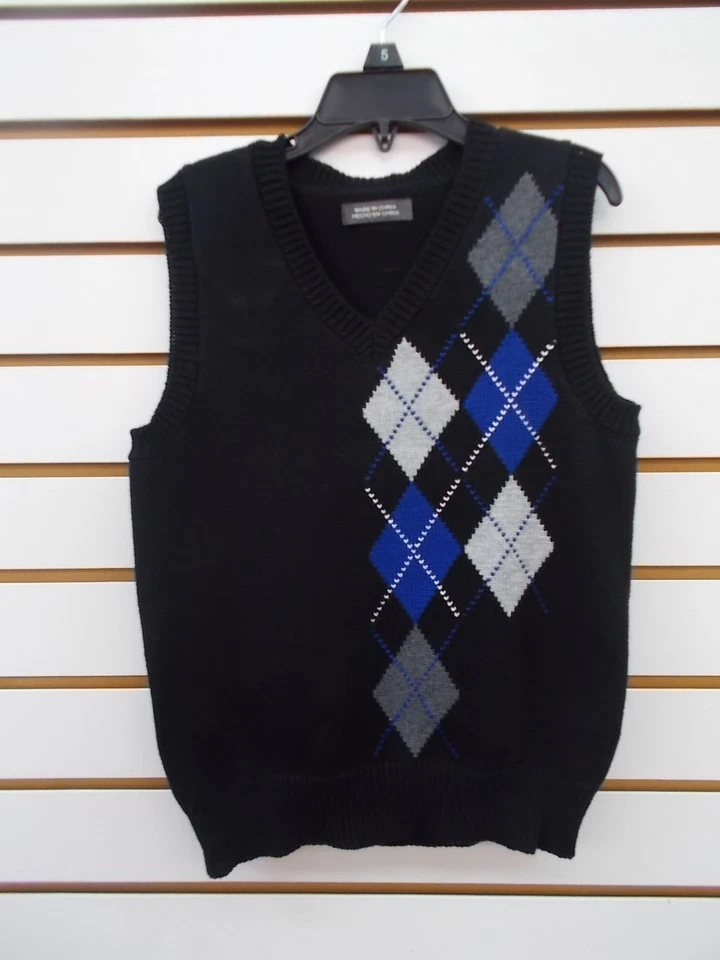 Boys Dockers $52 3pc Black, Gray, & Blue Sweater Vest Suit Sizes 4 - 7 - Image 4 of 4
