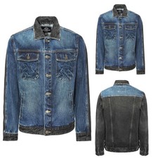 Victorious Men's Casual Two Tone Mix Panels Design Trucker Denim Jacket DK236