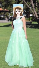 ball gown prom formal long dress mint green used once in great condition size 8