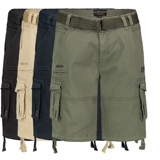 Eight2Nine Men's Cargo Shorts Bermuda Knee Length Shorts Belt Summer Eight2Nine Men's Cargo Shorts Bermuda Knee Length Shorts Belt Summer