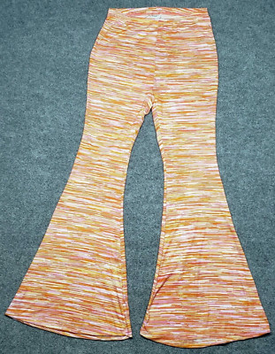 Rue21 Flare Pants Womens 1X Orange High Rise Pull On Stretch Retro New