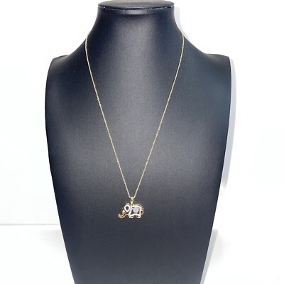 Seta Signed Gold Tone Clear Rhinestone Elephant Pendant Chain Necklace AL2