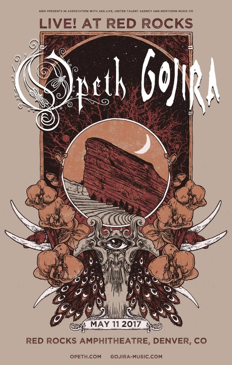OPETH / GOJIRA 2017 DENVER RED ROCKS CONCERT TOUR POSTER