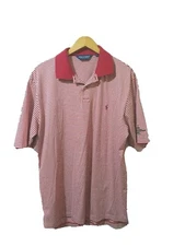 Polo Golf Ralph Lauren Shirt Mens  L Short Sleeve Cotton Red Stripe Pullover