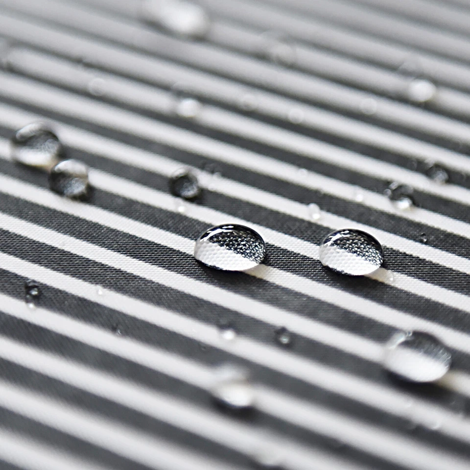 Bathroom Mens Shower Curtain Stripes Sets Rings Black White Grey,72x72 Inch  - Image 3 of 4