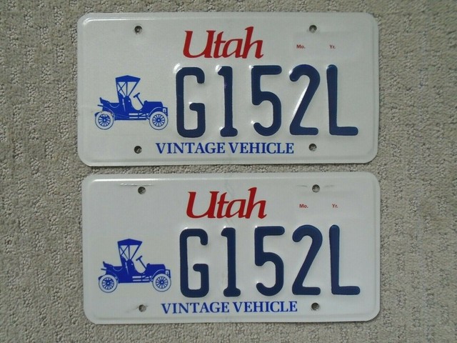 1998 Utah Vintage Vehicle License Plate Pair (2) G152L RARE PAIR FREE