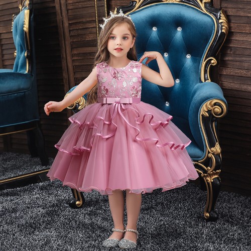 Girls Baby Floral Bridesmaid Dress Flower Kids Party Wedding Dresses Princess US - Picture 3 of 28