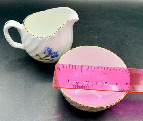 Royal Adderley England Bone China Kornblumenblau Offen Zucker Milchkännchen Set Vintage - Bild 5 von 5