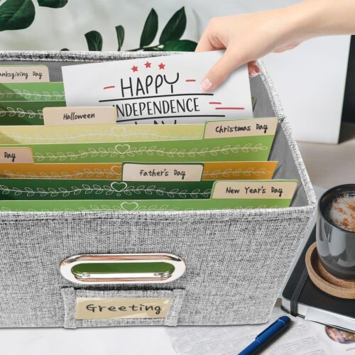 Greeting Card Organizer 2 Pack, Storage Box with 20 Adjustable Dividers, Fold... - Picture 4 of 7
