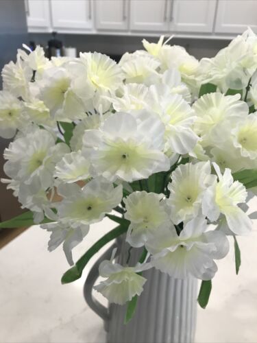 Set/6 White Artificial Silk Daffodils 13” Flower Bouquets Faux Plant Home Decor - Picture 6 of 9