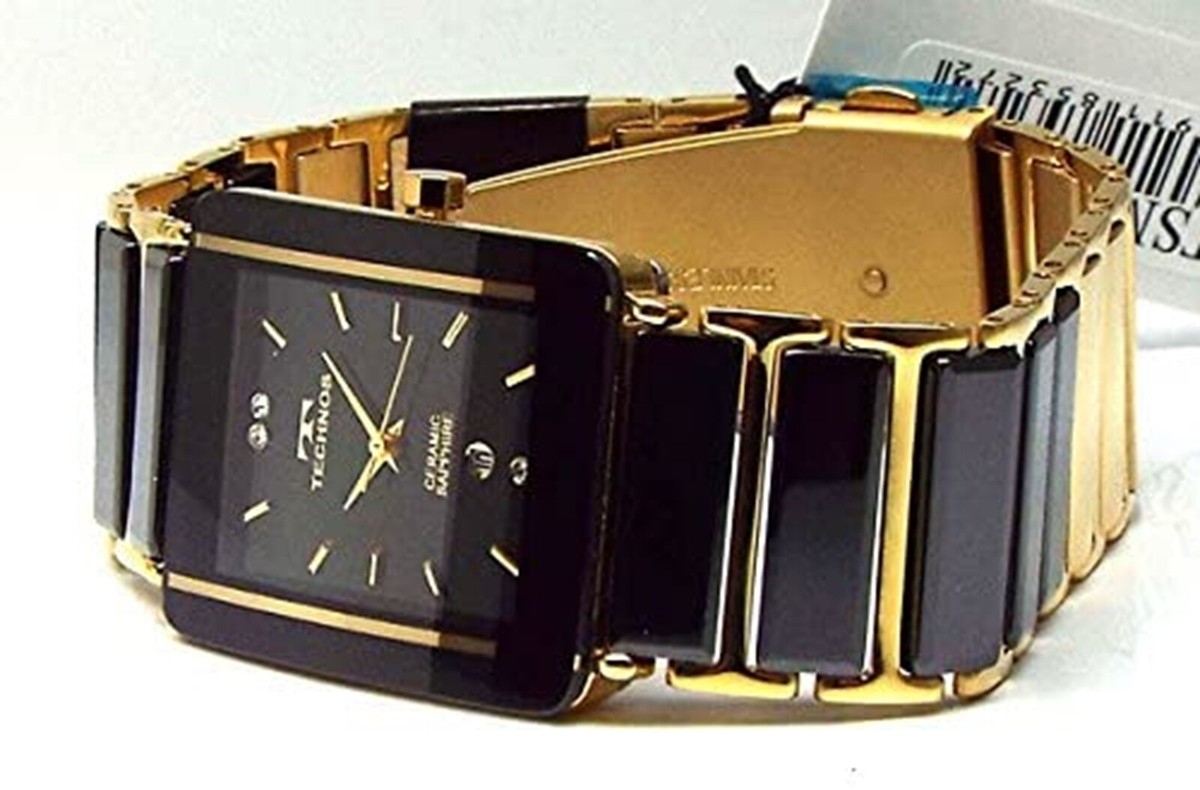 TECHNOS Watch TSM903GB Classic Ceramic Gold Black Sapphire