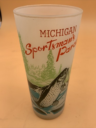 Vintage Set (7) Michigan Sportsman's Paradise Frosted Becher seltenes Set - Bild 14 von 24