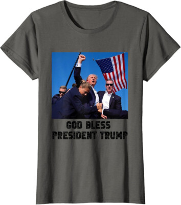 God Bless President Trump Donald Trump 2024 Gift Ladies' Crewneck T-Shirt