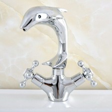Dolphin Chrome Brass Double Handle Kitchen Faucet Bathroom Sink Mixer Tap 2sf855