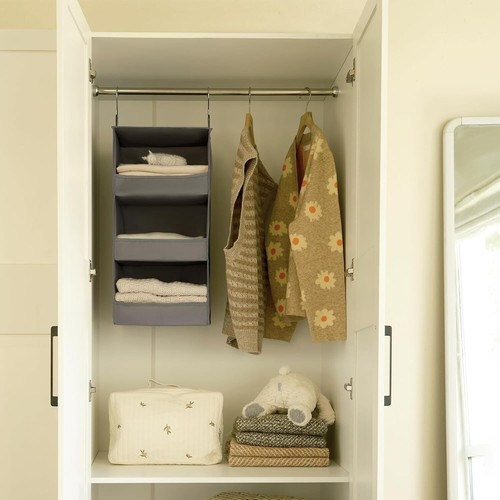 3Shelf Hanging Closet Organizer Collapsible Hanging Closet Shelves Hanging - Picture 10 of 11