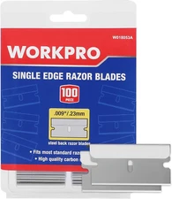 WORKPRO 100-Pack Single Razor Edge Blades, Industrial Scraper Razor Blades, High
