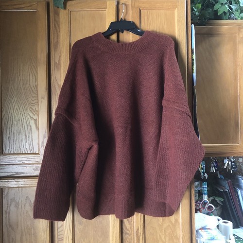 Madewell Crew Neck Cable Knit Sweater Alpaca Wool Blend Rust Brown Size 4X NWT - Picture 9 of 11