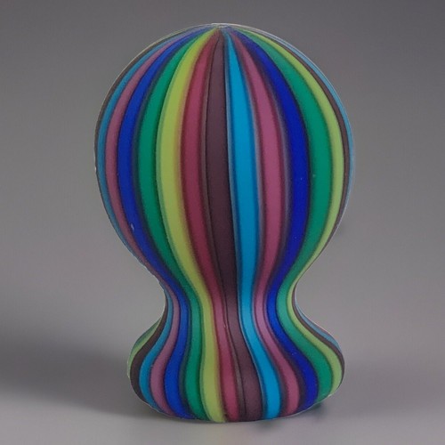 Murano Glass Fratelli Toso Satin Candy Stripe Ribbon Cane Pedestal Paperweight - Picture 5 of 10