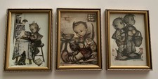 Vintage Hummel Set Of 3 Prints Wooden Frame Wall Hanging West Germany