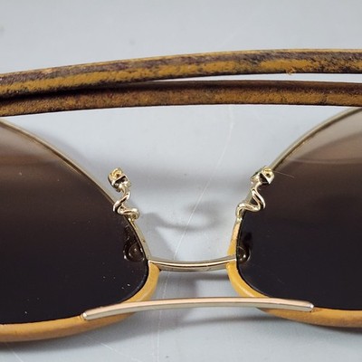 Chloé Aviator Sunglasses with Leather Arms and Frame with Gold Hardware CE100SL Chloe Sunglasses CE100SL Nerine Aviator Gold Tan Leather  main image 3