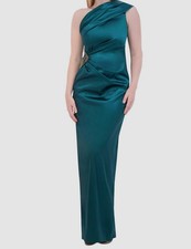 Eliza J Women's Green Embellished One-Shoulder Satin Gown Dress Size 6