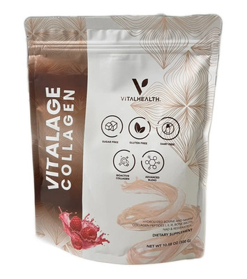 Vital Health VITALAGE COLLAGEN 10.58 oz Raspberry Best By 4/28 Biotin Vitamin C