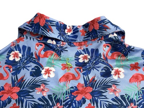 Tailor Byrd Men’s Polo Golf Shirt Size Large Flamingo Short Sleeve SPF Wicking - Picture 6 of 9