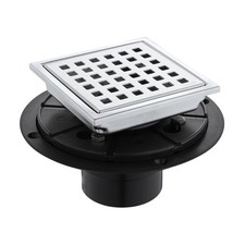 Square Shower Drain 4-Inch. with ABS Flange, Removable Grille,Bathroom Brushe...