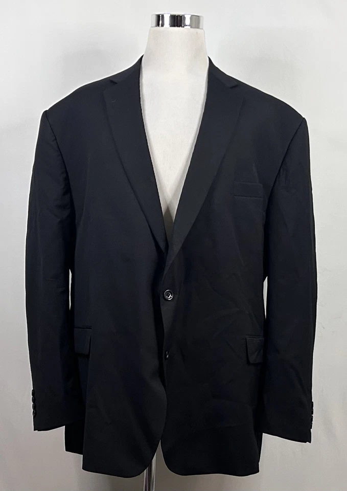 Stafford 58L Executive Sport Coat 100% Wool Black Two Button Double Vented - Image 2 of 4