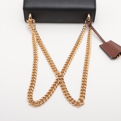 Gucci GG Supreme Padlock PVCx leather Chain Shoulder Bag Beige x black 409487 - Picture 5 of 14