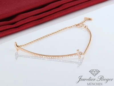 Tiffany & Co. T Smile Armband Rosegold 750 Gr Medium Diamanten 0,12ct Brillanten - Bild 1 von 4