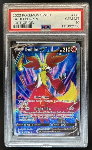 2022 Pokemon SWSH Lost Origin Delphox V #173/196 PSA 10 GEM MINT