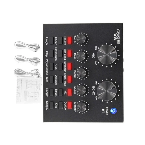 Black V8 Sound Card with Enhanced Sound Quality Perfect for All Devices