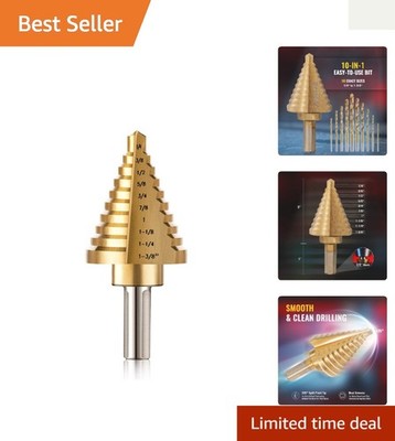High Speed Steel Step Drill Bit 10 Sizes, Optimal for Electronics & DIY Projects