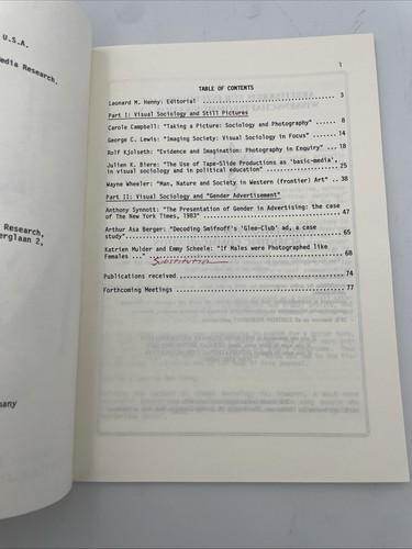 Vintage RARE International Journal Of Visual Sociology Vol 1, Summer 1983 V7 - Bild 3 von 8