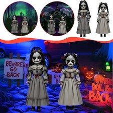 2PCS Halloween Ghost Dolls Outdoor Yard Ground Stakes Horror Decor Female Ghost