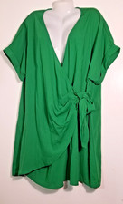 SHEIN CURVE WOMENS SHORT SLEEVE GREEN  WRAP DRESS WITH TIE 3X 26 28 PLUS SIZE