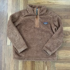 Patagonia Kids Los Gatos Sherpa Brown 1/4 Zip Fleece Pullover Small 7-8